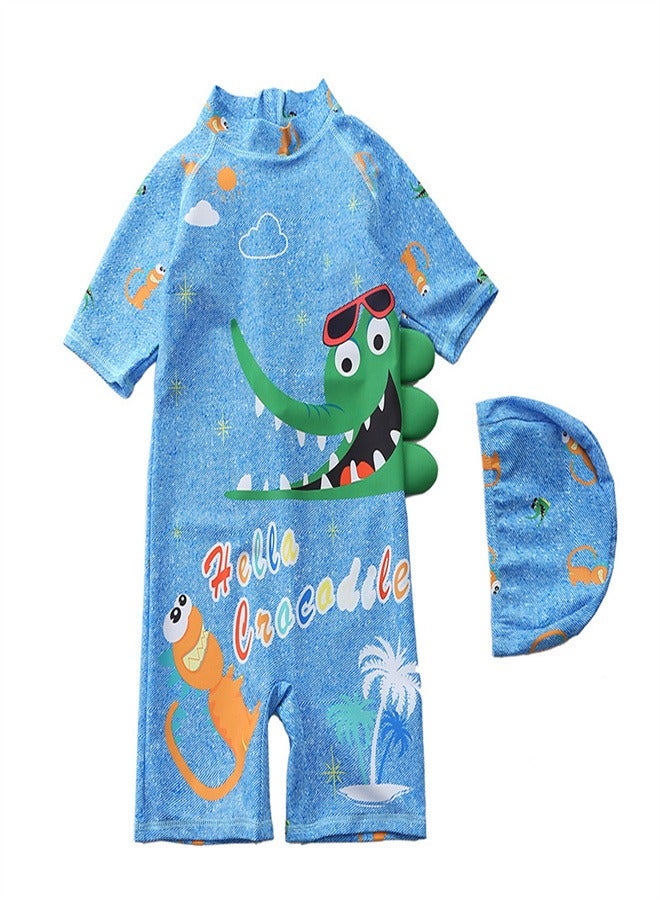 Loquat Children's Jumpsuit Swimsuit Set Denim Blue - Image 1