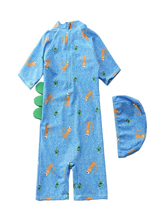 Loquat Children's Jumpsuit Swimsuit Set Denim Blue - Image 2