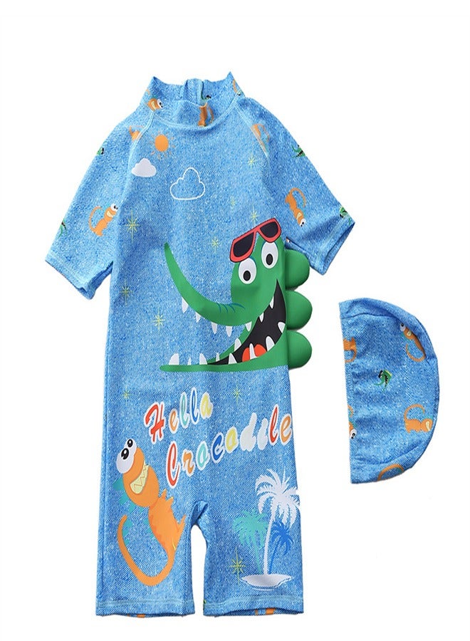 Loquat Children's Jumpsuit Swimsuit Set Denim Blue - Image 3