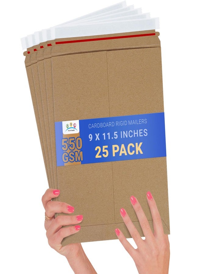 أيه بي سي باك آند سبلاي مغلفات بريدية صلبة من ABC PACK & SUPPLY، مقاس 9 × 11.5 بوصة، مغلفات من الورق المقوى البني، شريط تمزق ذاتي الإغلاق، ورق مقوى 550 جرامًا للمتر المربع، تصميم يحافظ على شكله المسطح، عبوة من 25 مغلفًا - Image 1