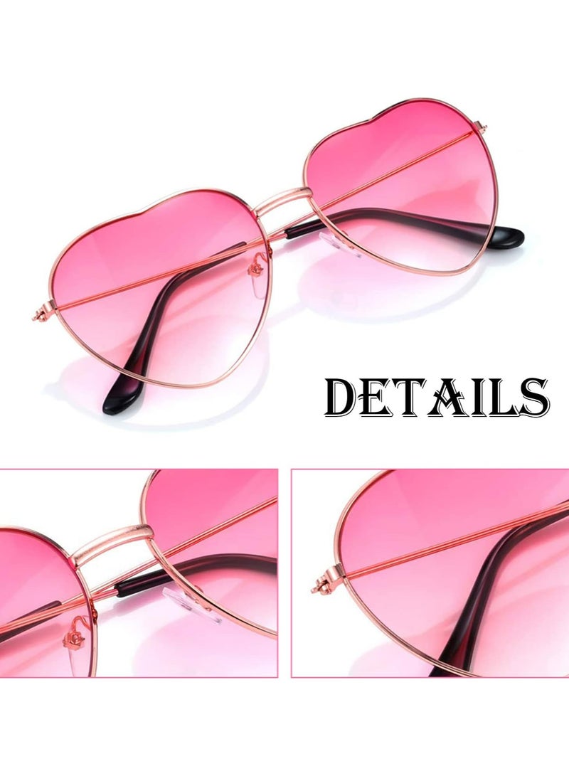 أوزيغالور حزمة من 2 نظارة شمسية على شكل قلب، نظارات شمسية على شكل قلب، نظارات شمسية بلون الحلوى للنساء، نظارات شمسية بلون الحلوى، نظارات شمسية عتيقة، نظارات شمسية للأزياء التنكرية، نظارات شمسية للأزياء التنكرية، نظارات هيبي، نظارات للحفلات، نظارات للحفلات، وردي - Image 4