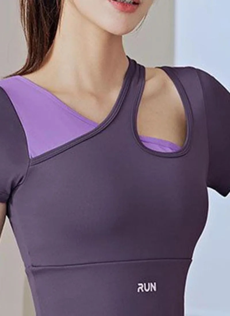 YUNIQEE Purple Halter Neck fitted Crop Top
