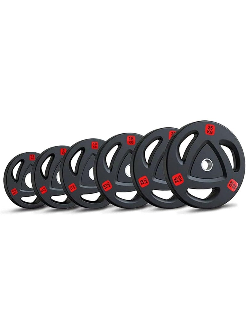 Olympic Weight Plates Pair Rubber Coated Tri-Grip Handles | Solid Cast Iron Barbell Discs 2-Inch Hole | Gym Equipment for Home Workout, Strength Training, Muscle Building, Squats, Bench Press & Deadlifts - Image 2