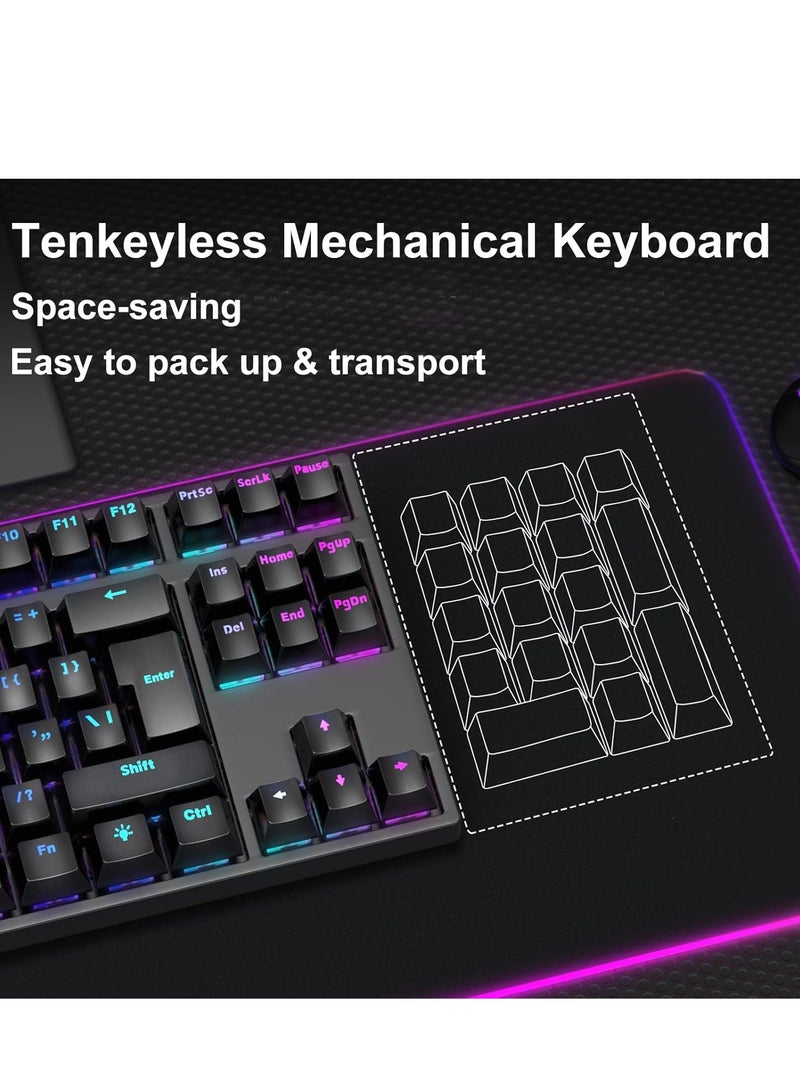 AK87 TKL Gaming Mechanical Keyboard – Hot Swap BLUE Switch – RGB Luminous – USB Wired – 87 English Layout Key | Black  - Image 4