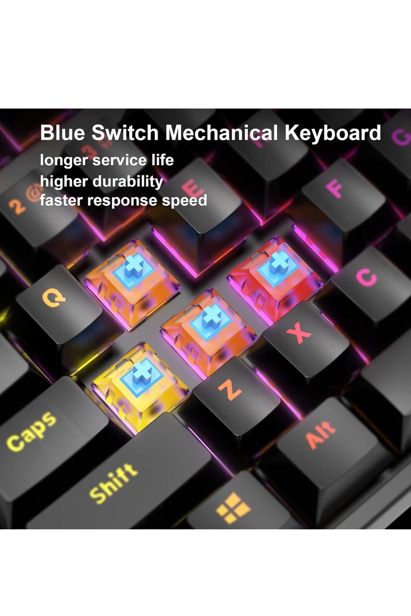 AK87 TKL Gaming Mechanical Keyboard – Hot Swap BLUE Switch – RGB Luminous – USB Wired – 87 English Layout Key | Black  - Image 3