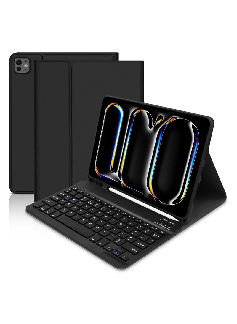 Case For iPad Pro 11 inch 2024 Case with Keyboard, Wireless Bluetooth Keyboard for iPad Pro 11 M4, (UK Layout) Case with Pencil Holder, Removable Magnetic Wireless Keyboard for iPad Pro 2024 11" (Black) - Image 1