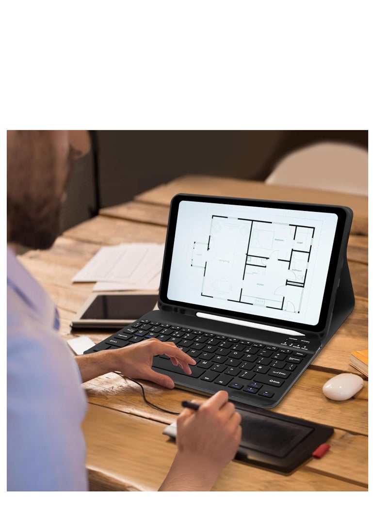 Case For iPad Pro 11 inch 2024 Case with Keyboard, Wireless Bluetooth Keyboard for iPad Pro 11 M4, (UK Layout) Case with Pencil Holder, Removable Magnetic Wireless Keyboard for iPad Pro 2024 11" (Black) - Image 3