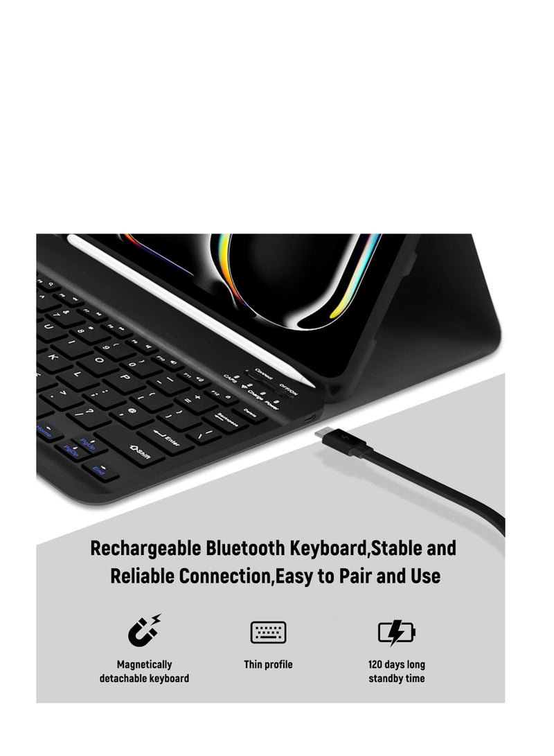 Case For iPad Pro 11 inch 2024 Case with Keyboard, Wireless Bluetooth Keyboard for iPad Pro 11 M4, (UK Layout) Case with Pencil Holder, Removable Magnetic Wireless Keyboard for iPad Pro 2024 11" (Black) - Image 5