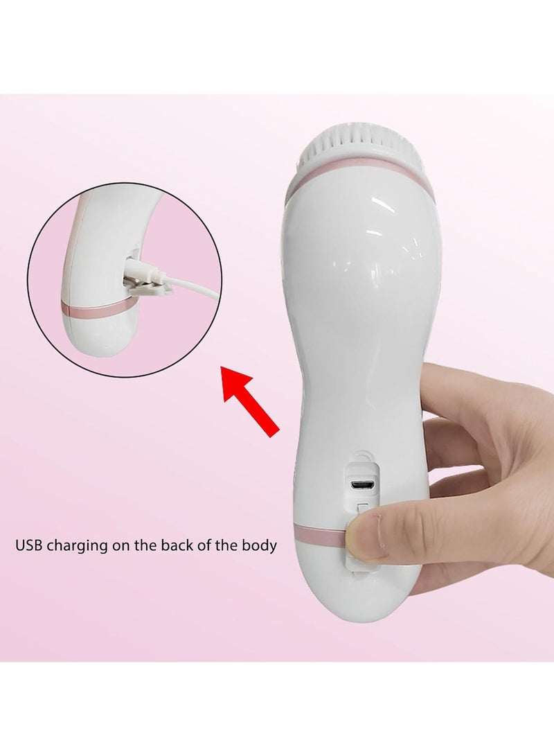 عام الفرشاة الكهربائية لتنظيف الوجه القابلة لإعادة الشحن مع مجموعة من ٣ رؤوس للتنظيف، وفرشاة سيليكون مقاومة للماء. - Image 5