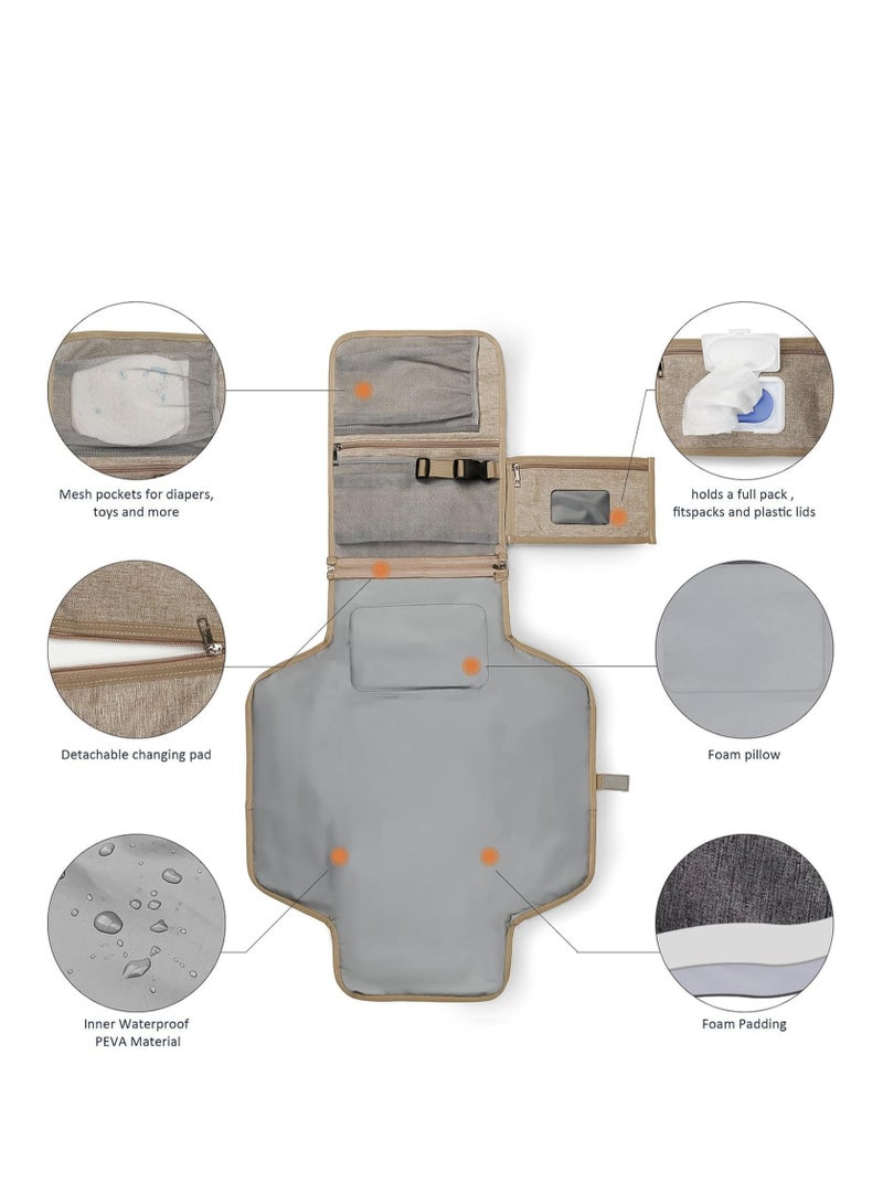 TRASSLE Portable Nappy Changing Mats with Wipes Pocket Travel Baby Changing Pads with Head Cushion for Infants Waterproof Diaper Changing Pads Newborn Essentials - Image 4