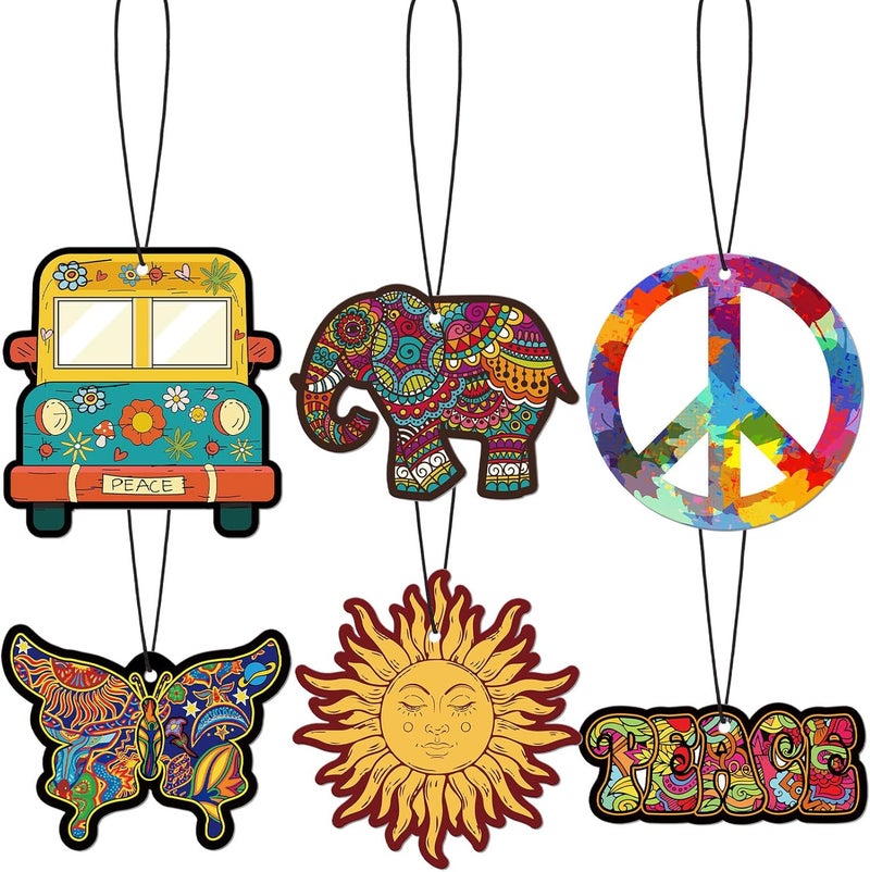 Fiada 12 Pcs Scented Hippie Car Air Fresheners - Cute Hanging Fresheners for Interior Decoration - Image 1