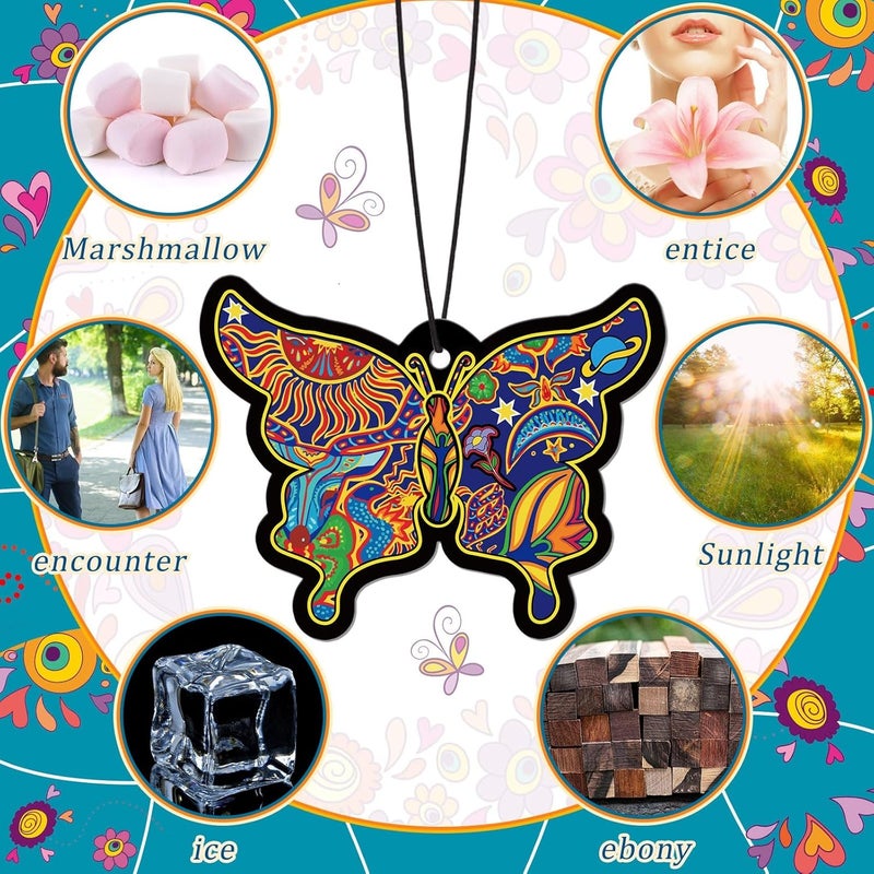 Fiada 12 Pcs Scented Hippie Car Air Fresheners - Cute Hanging Fresheners for Interior Decoration - Image 3