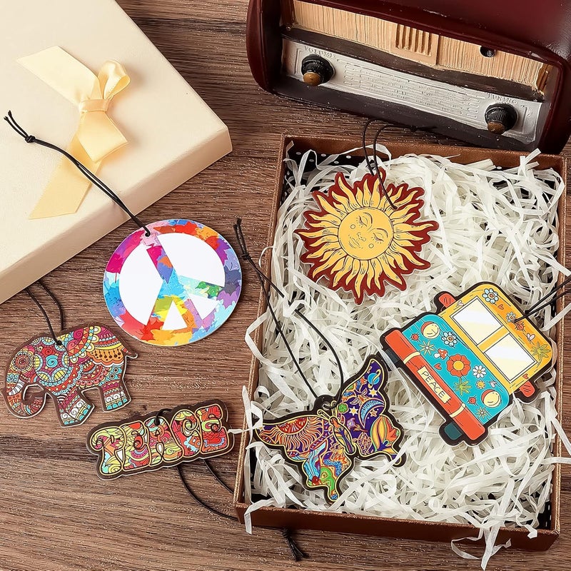 Fiada 12 Pcs Scented Hippie Car Air Fresheners - Cute Hanging Fresheners for Interior Decoration - Image 4