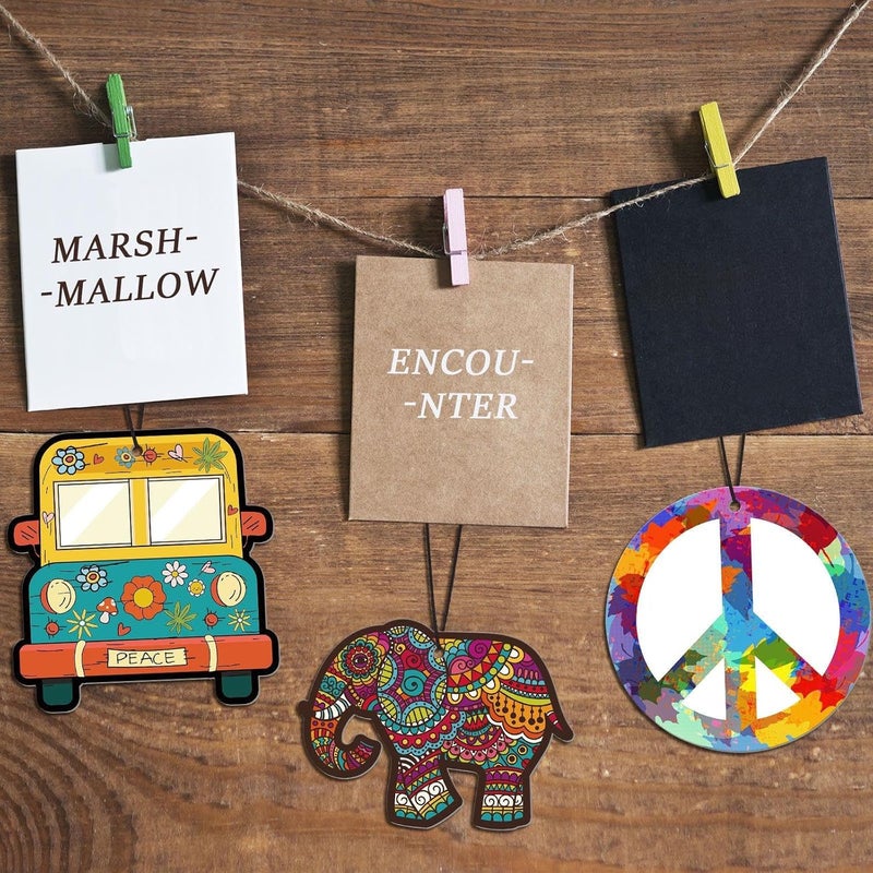 Fiada 12 Pcs Scented Hippie Car Air Fresheners - Cute Hanging Fresheners for Interior Decoration - Image 5