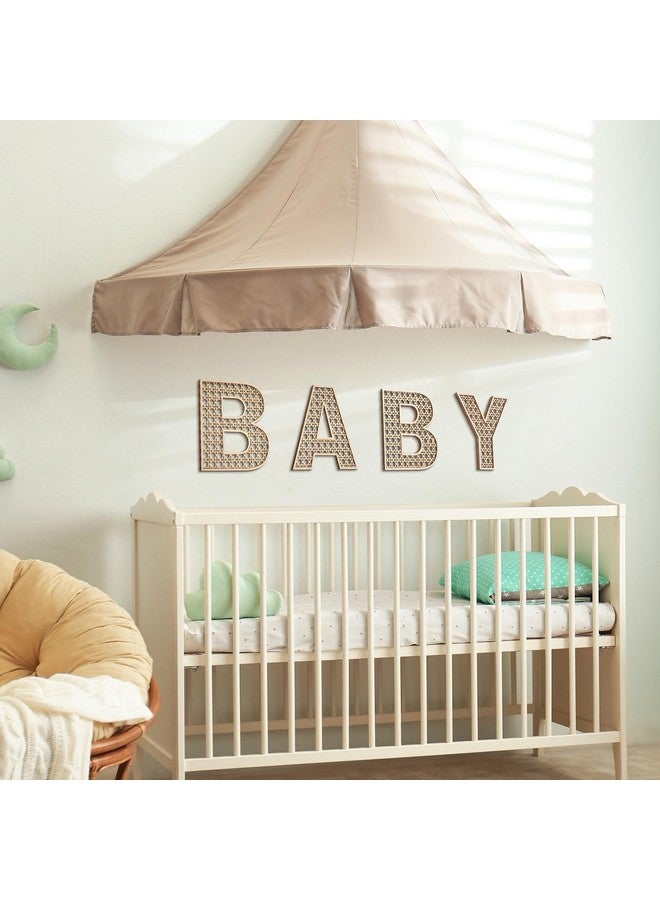 Menkxi 4 Pcs Boho Nursery Decor Rattan Wood Baby Letters for Baby Shower 8 Inch Wall Decor for Rustic Alphabet Letter Home Decoration for Toddler Newborns Birthday Gifts - Image 4