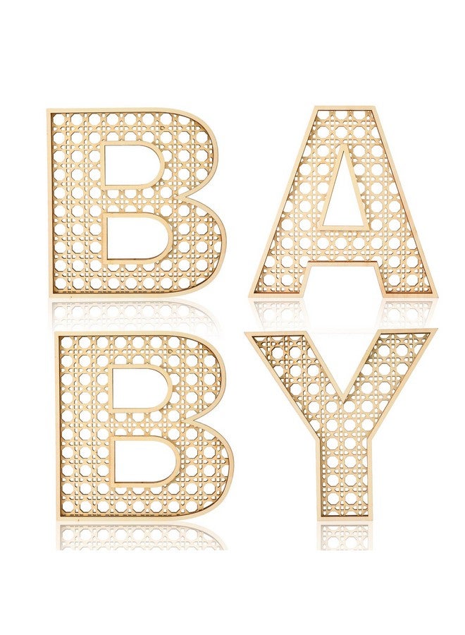 Menkxi 4 Pcs Boho Nursery Decor Rattan Wood Baby Letters for Baby Shower 8 Inch Wall Decor for Rustic Alphabet Letter Home Decoration for Toddler Newborns Birthday Gifts - Image 1