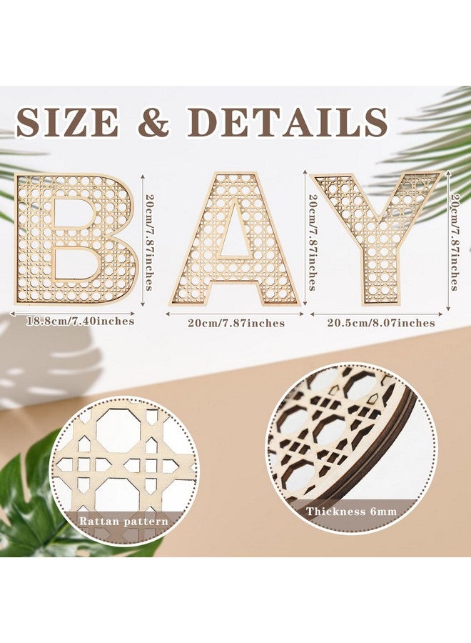 Menkxi 4 Pcs Boho Nursery Decor Rattan Wood Baby Letters for Baby Shower 8 Inch Wall Decor for Rustic Alphabet Letter Home Decoration for Toddler Newborns Birthday Gifts - Image 2