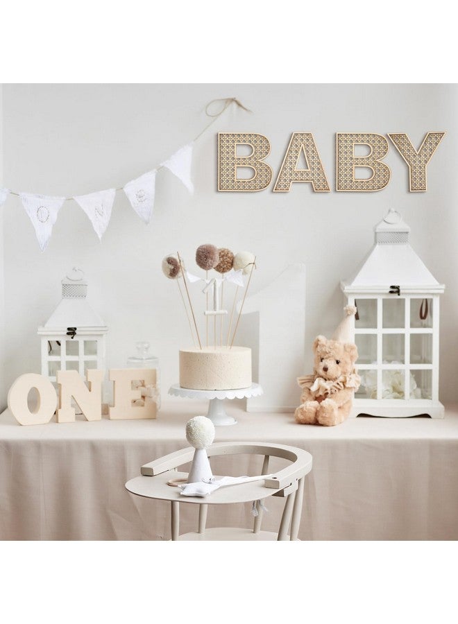 Menkxi 4 Pcs Boho Nursery Decor Rattan Wood Baby Letters for Baby Shower 8 Inch Wall Decor for Rustic Alphabet Letter Home Decoration for Toddler Newborns Birthday Gifts - Image 5