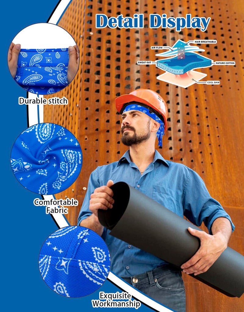JHYWELL Dew Rag Bandana Caps Cooling Helmet Liner Sweat Wicking Beanie Paisley Summer Do Rags Head Wrap Skull Headwrap Doo Rags for Men and Women (Paisley 4 Pack) - Image 3