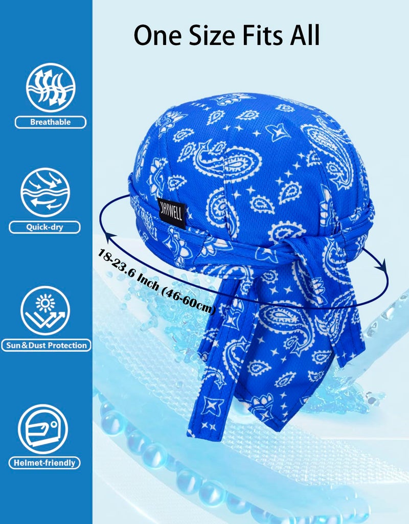 JHYWELL Dew Rag Bandana Caps Cooling Helmet Liner Sweat Wicking Beanie Paisley Summer Do Rags Head Wrap Skull Headwrap Doo Rags for Men and Women (Paisley 4 Pack) - Image 4