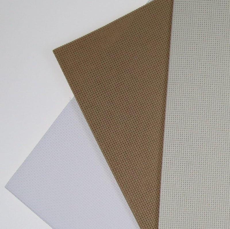KCS 3 pc of 12" x 18"(30cmx45cm) 18CT Counted Cotton Aida Cloth Cross Stitch Fabric (White+Cream+Khaki) - Image 2