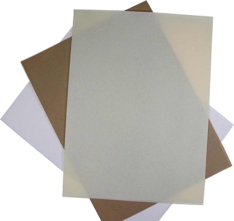 KCS 3 pc of 12" x 18"(30cmx45cm) 18CT Counted Cotton Aida Cloth Cross Stitch Fabric (White+Cream+Khaki) - Image 1