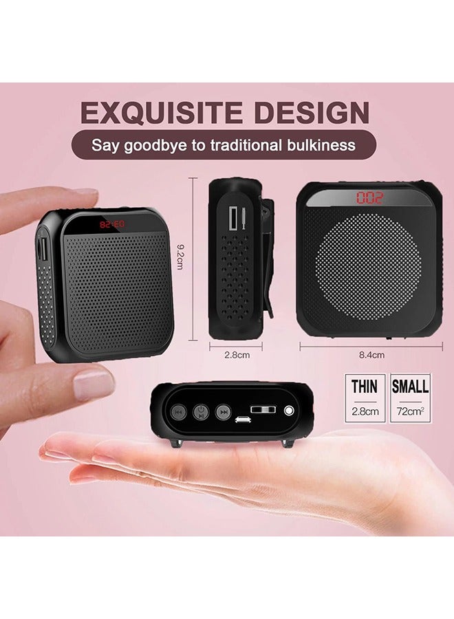 Voice Amplifier with Wired Microphone Headset, Portable Rechargeable PA System Speaker Personal Microphone Speech Amplifier, Loudspeaker for Teachers, Tour Guides/Coaches Metting/Yoga/Fitness (Black) - Image 4