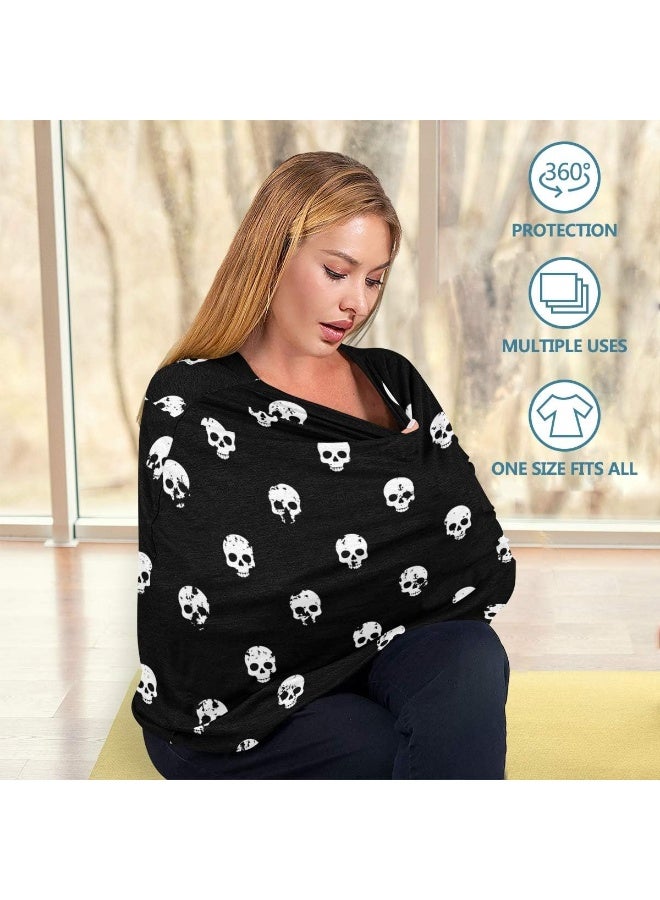 Bolaz Nursing Cover Skulls Seamless Pattern Breastfeeding Soft Carseat Canopy - Image 5