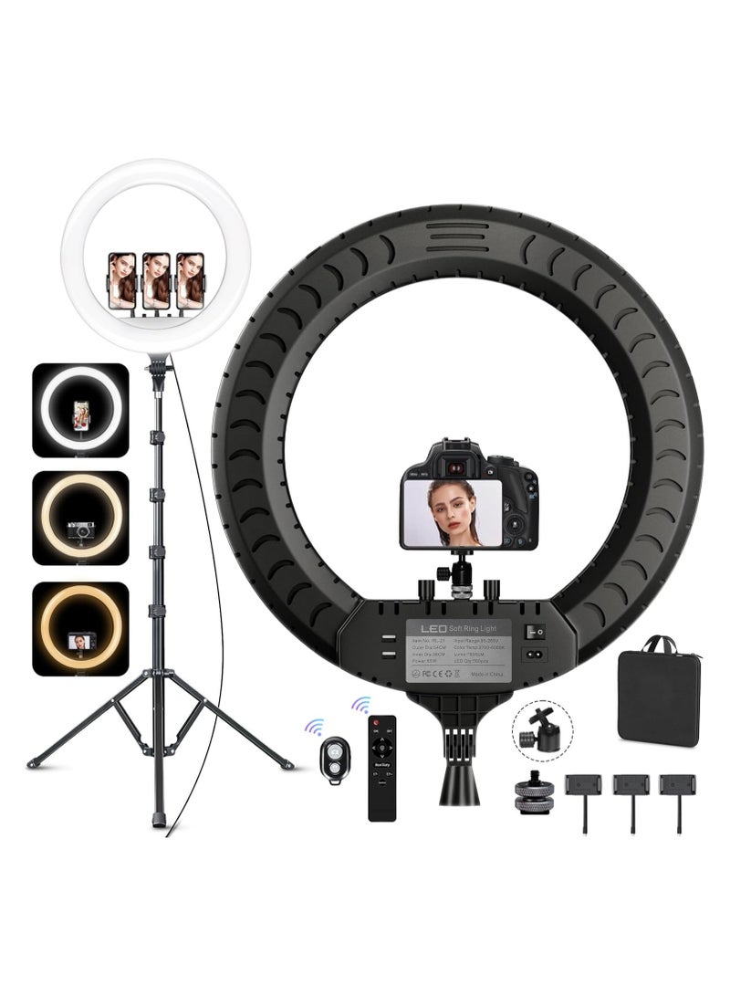 21 Inch Ring Light with Tripod, Mobile Phone Holder, Large CRI 95+, 7000 LM Brightness, DSLR Tripod Head for YouTube, TikTok, Streaming, Makeup, Vlog, Video Photography, Zoom  - Image 1