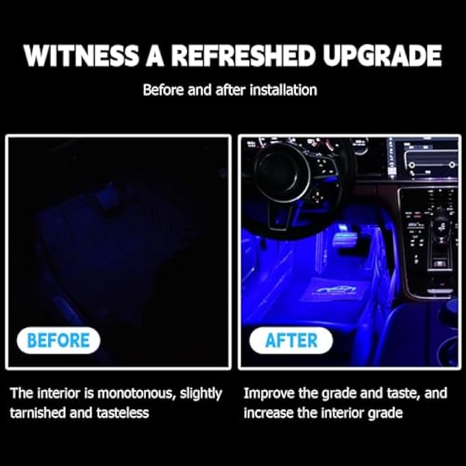 Azonee Car Interior Led Waterproof Led Strip For Car Interior Usb Powered Ambient Footwell Lights Customizable Colors Easy Installation Universal For Cars Atvs Rvs Dark Blue 5V - Image 2