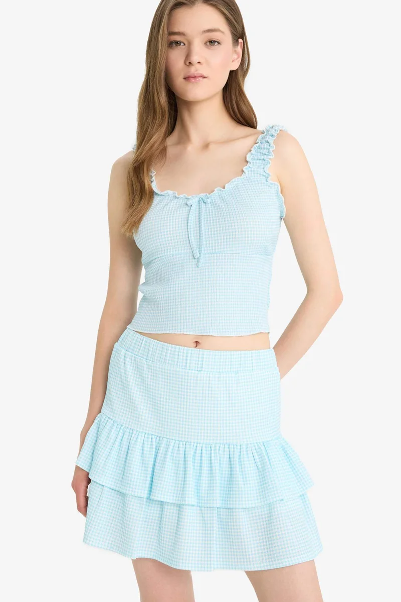 DeFacto Fitted Textured Sleeveless Blouse