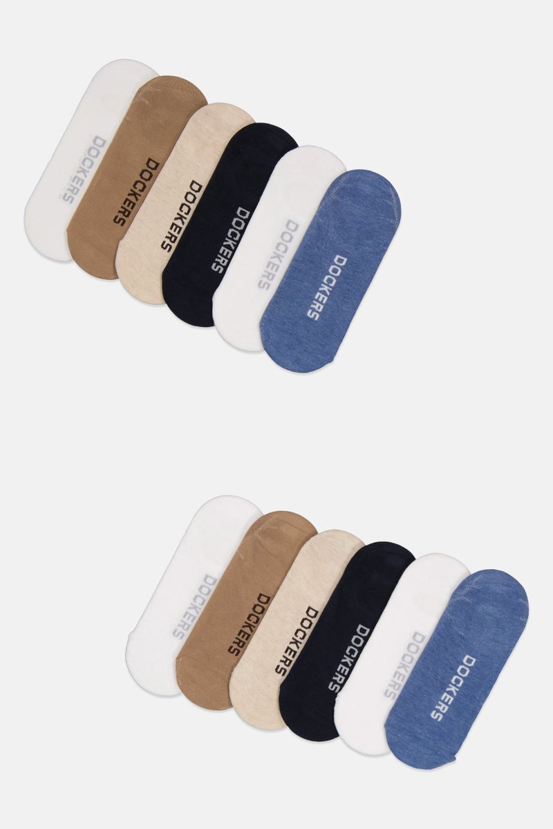 DOCKERS Men 12 Pairs Brand Logo Silicon Heel Grip Socks, Multicolor  - Image 1