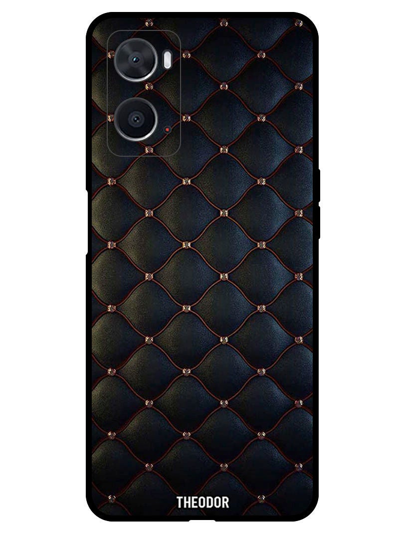 Theodor جراب واقٍ مضاد للخدش ومقاوم للصدمات لهاتف OPPO A76 مطبوع عليه نقشة قماشية سوداء - Image 1