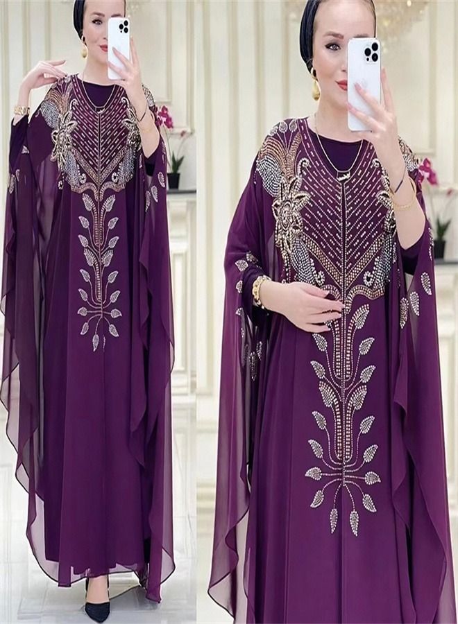 Loquat Women's Fashionable Oversize Dress Purple 