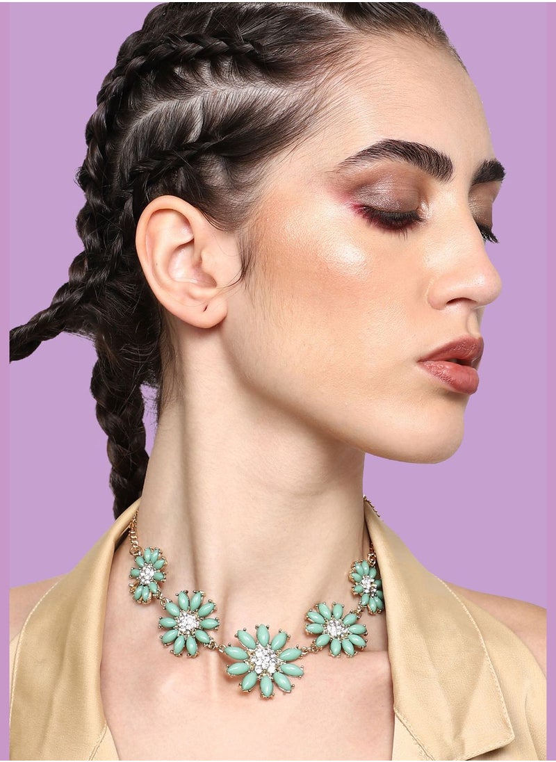 سوهي عقد مزينة باحجار مطلية بالذهب للحفلات للنساء  - Image 2