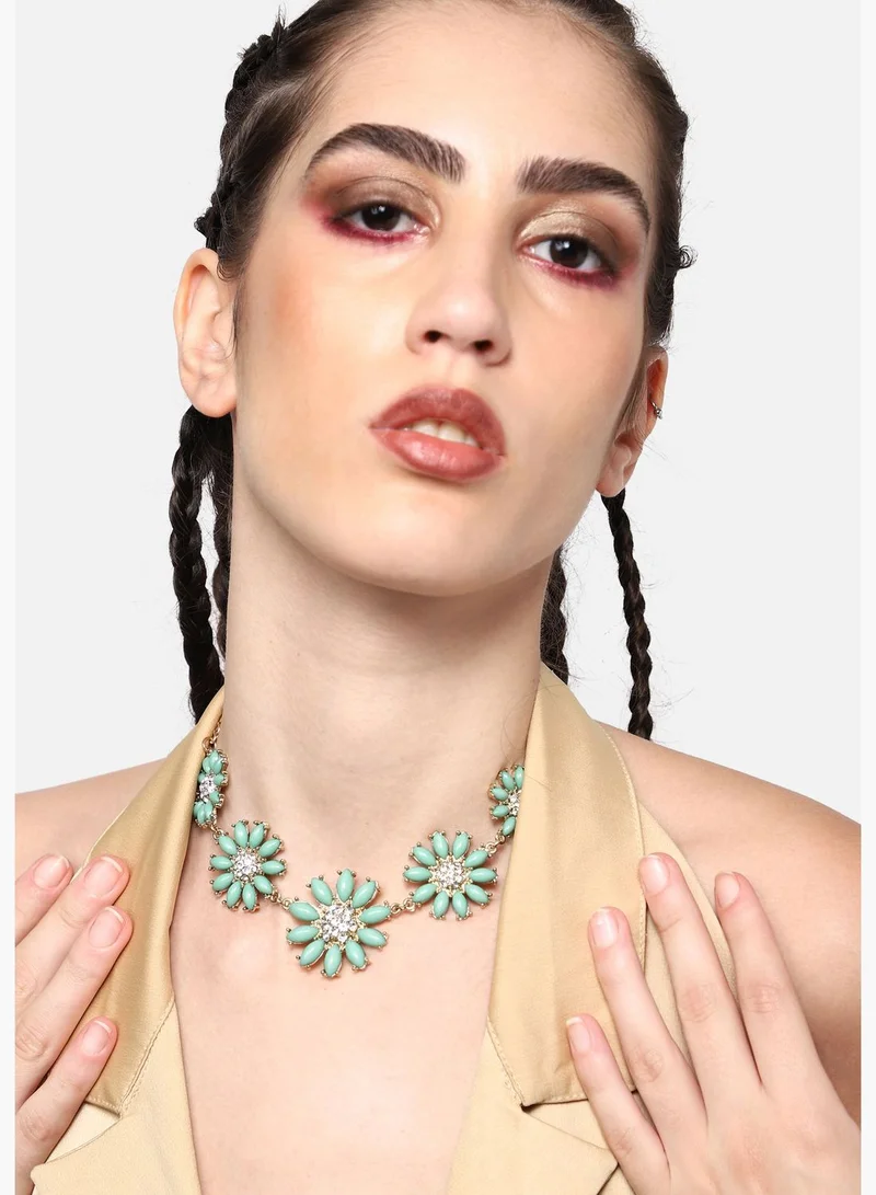 سوهي عقد مزينة باحجار مطلية بالذهب للحفلات للنساء