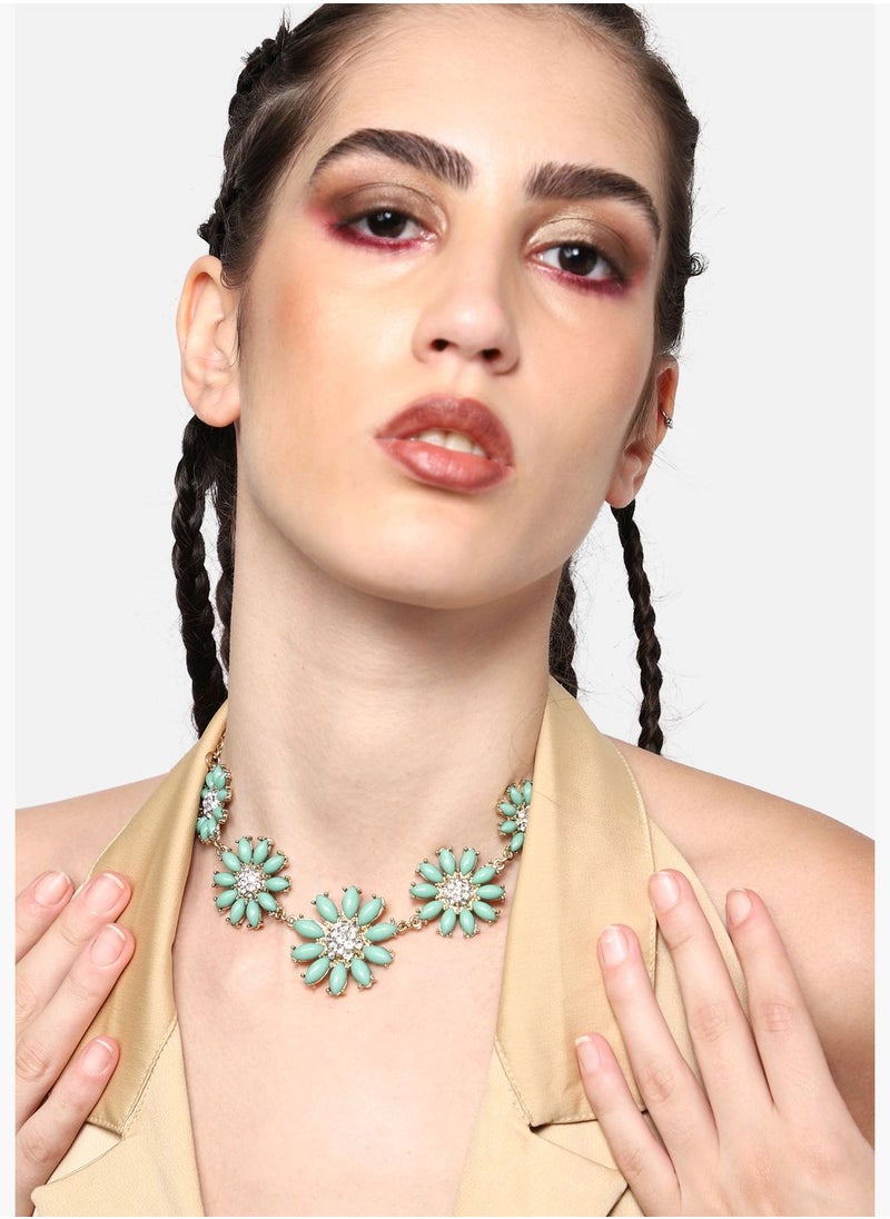 سوهي عقد مزينة باحجار مطلية بالذهب للحفلات للنساء  - Image 3