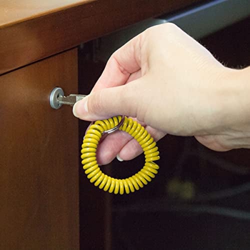 Lucky Line 2” Spiral Wrist Coil with Steel Key Ring, Flexible Wrist Band Key Chain Bracelet, Stretches to 12”, Yellow, 1 PK (410801) - Image 4
