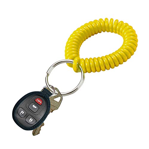 Lucky Line 2” Spiral Wrist Coil with Steel Key Ring, Flexible Wrist Band Key Chain Bracelet, Stretches to 12”, Yellow, 1 PK (410801) - Image 3