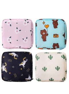 Sanitary Napkin Storage Bag, Zipper Menstrual Pad Bag Portable Tampons Holder for Purse First Period Kit Teen Girls Store Pads Women(4Pcs)