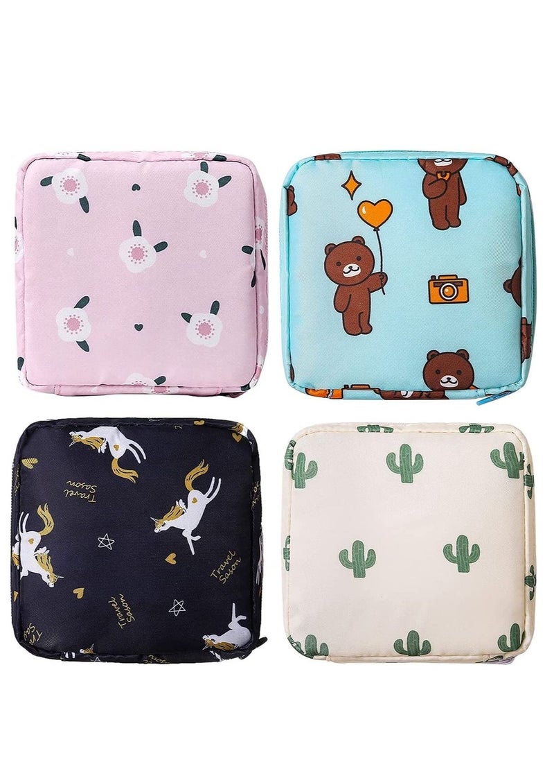 Excefore - Sanitary Napkin Storage Bag, Zipper Menstrual Pad Bag Portable Tampons Holder for Purse First Period Kit Teen Girls Store Pads Women(4Pcs) - Image 1