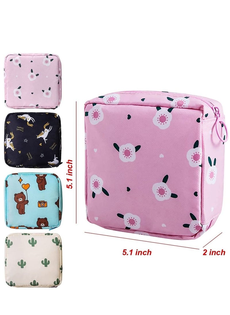 Excefore - Sanitary Napkin Storage Bag, Zipper Menstrual Pad Bag Portable Tampons Holder for Purse First Period Kit Teen Girls Store Pads Women(4Pcs) - Image 1