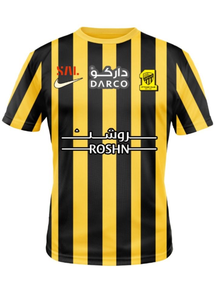 Karim Football Jersey Football Jersey for Children 22/23 Home / Away Jersey, Football Jersey Al Ittihad Jeddah Jersey T-Shirt, Shorts and Socks Set for Boys Men Suit - Image 2