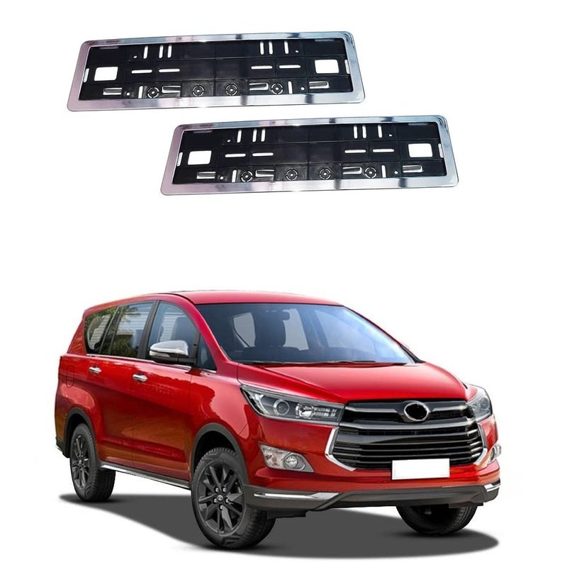 ModifyStyle Front & Rear Number Plate Frame Chrome Suitable for Toyota Innova Crysta (2016-2020) Type-1 - Image 1