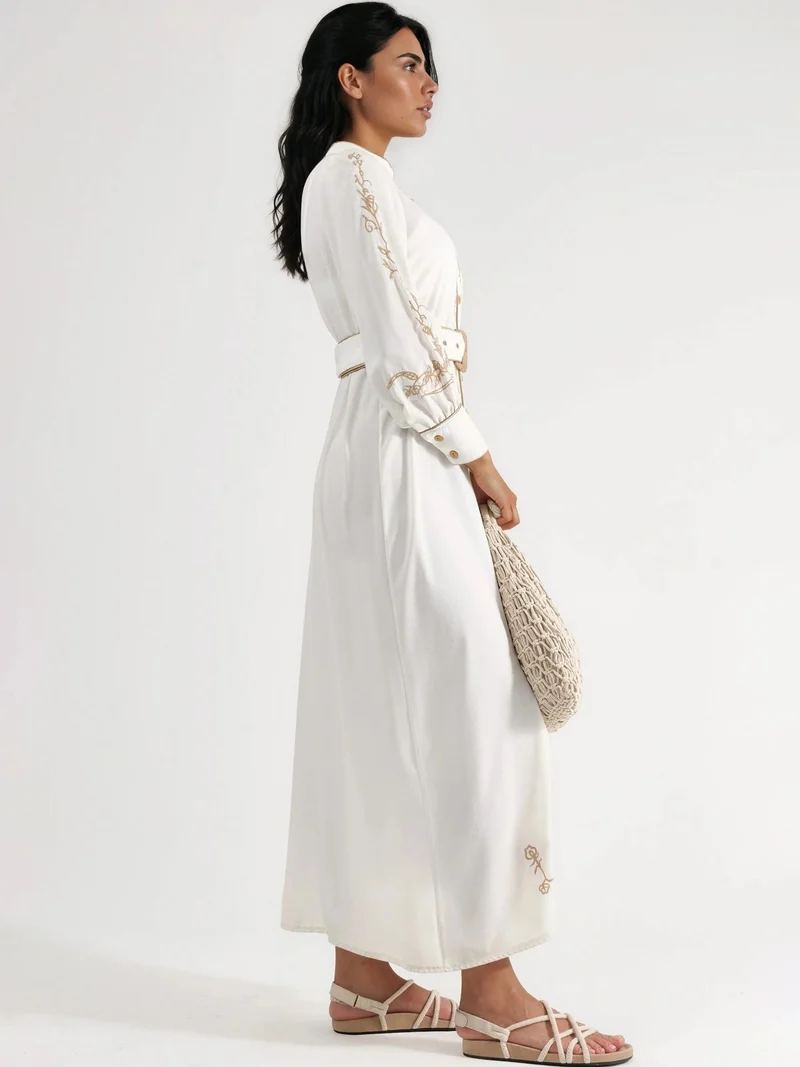 Jennyfer Floral Belted Midi Shirt Dress