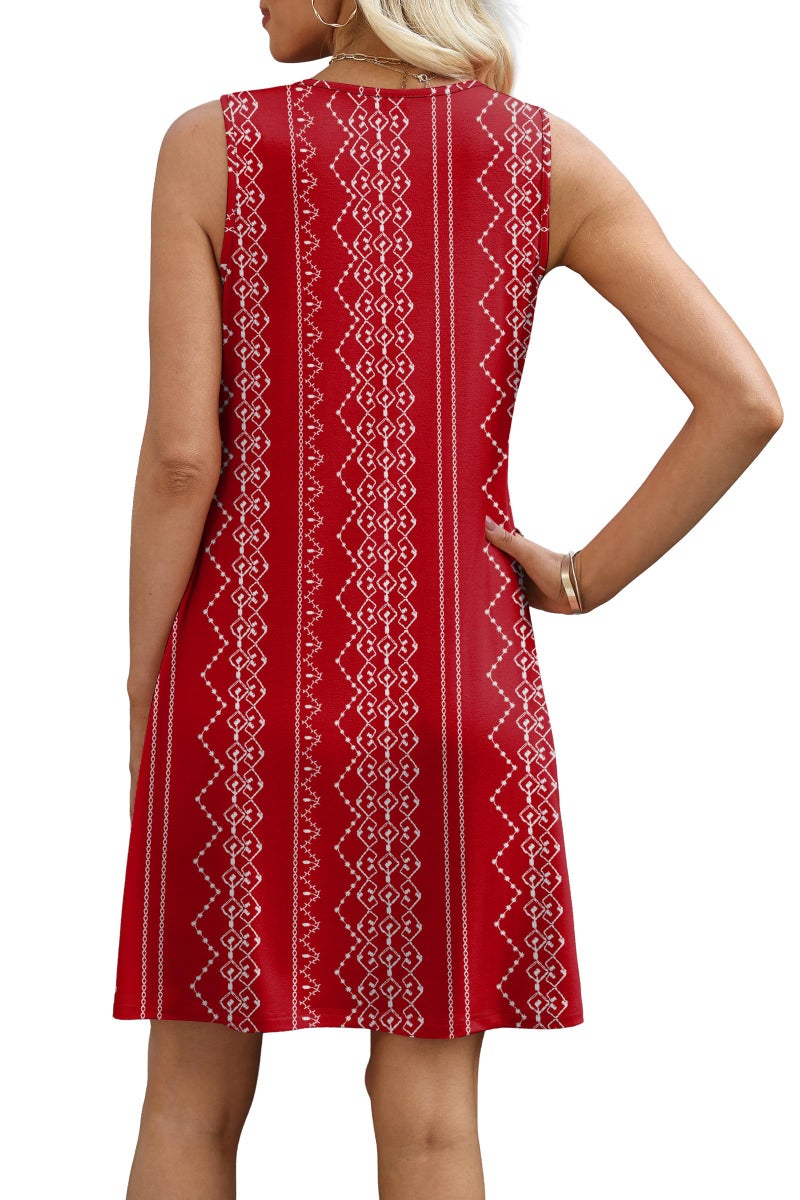 Sipaya Boho Dresses for Women Summer Mini Dress V Neck Casual Spring Dresses Cute Sundresses Fashion Clothing Cruise Outfits Beach Vacation Red Boho M - Image 5
