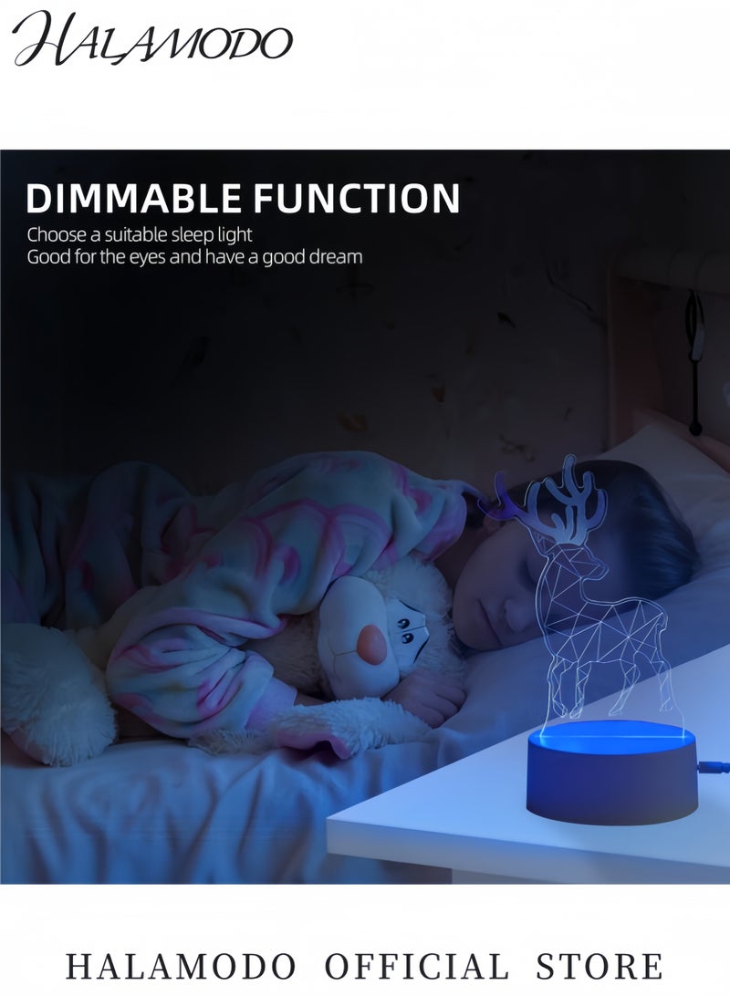 HALAMODO Sika Deer 3D Night Light Table Lamp White/Clear 20.5 x 14.5cm  - Image 5
