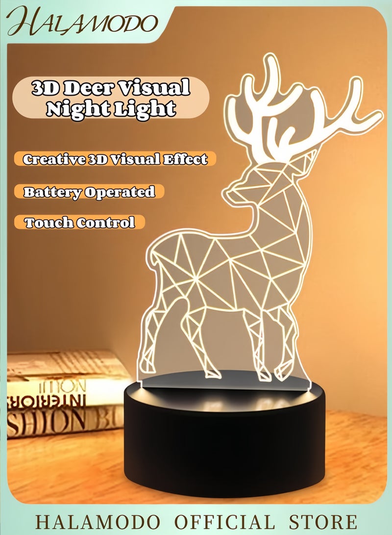HALAMODO Sika Deer 3D Night Light Table Lamp White/Clear 20.5 x 14.5cm  - Image 1