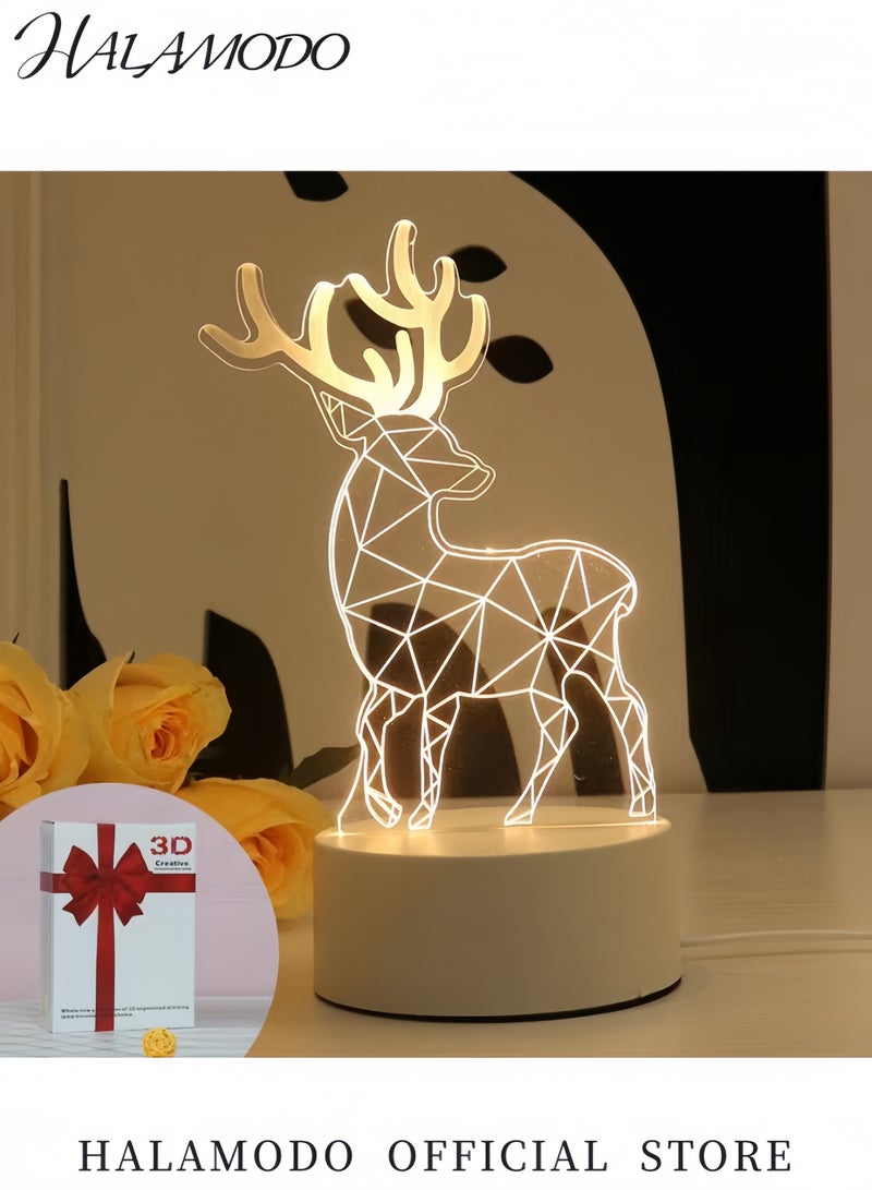 HALAMODO Sika Deer 3D Night Light Table Lamp White/Clear 20.5 x 14.5cm  - Image 4