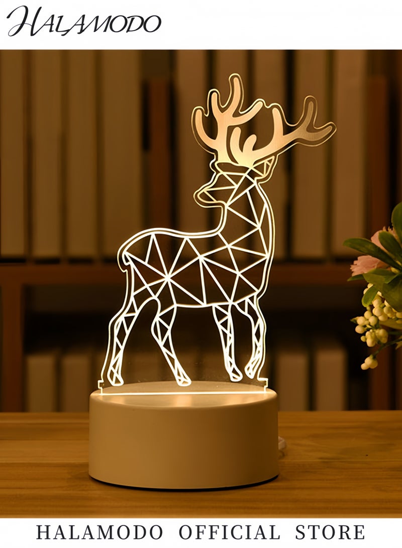 HALAMODO Sika Deer 3D Night Light Table Lamp White/Clear 20.5 x 14.5cm  - Image 2